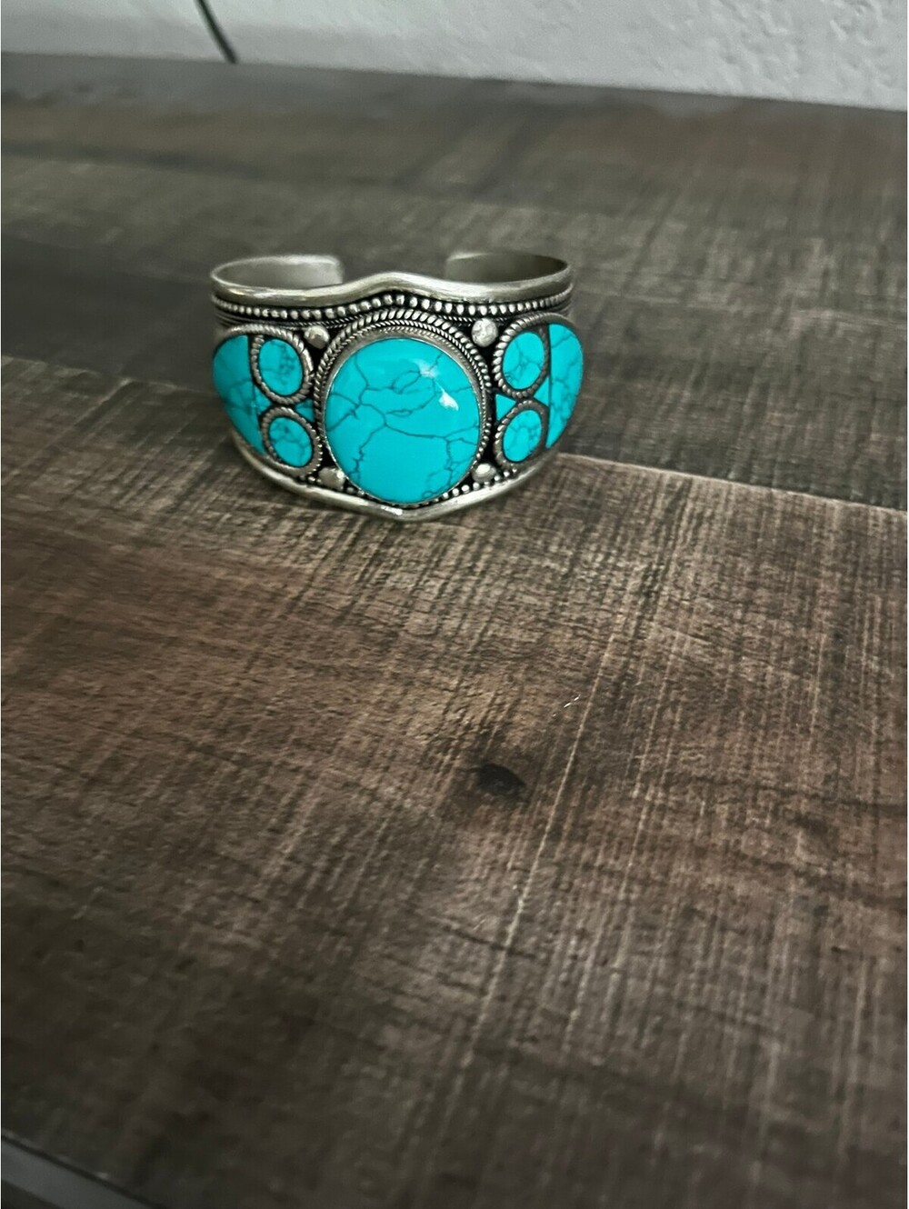 Turquoise stone cuff bracelet